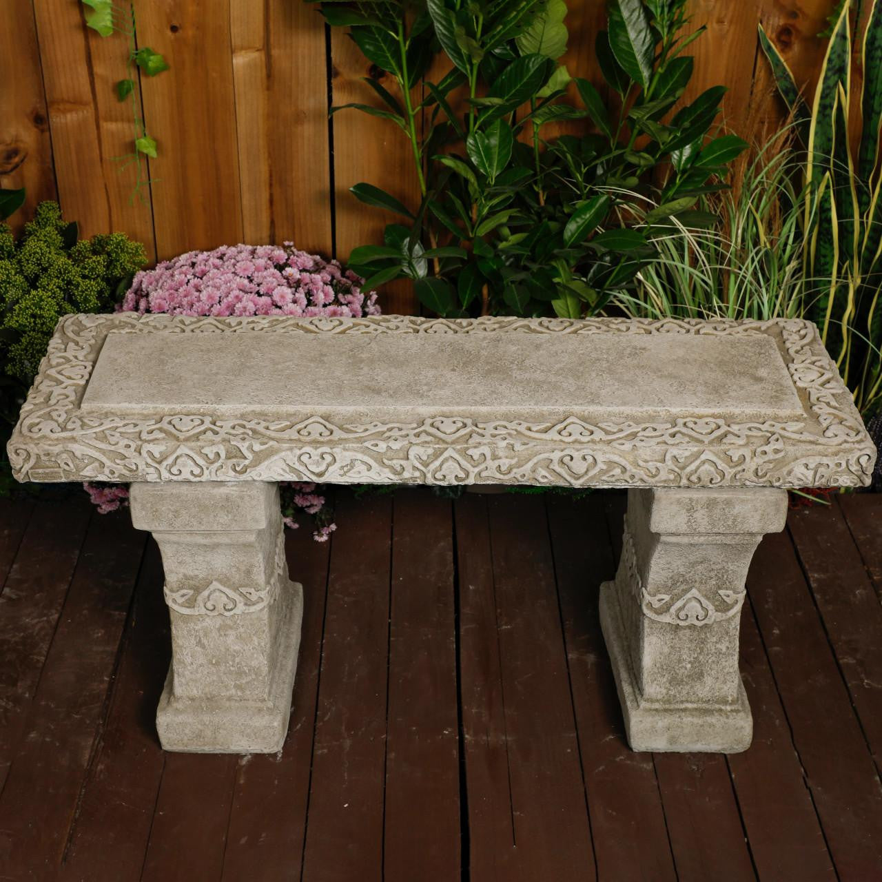 Stone Cast Garden Bench Seat Kazakh Design