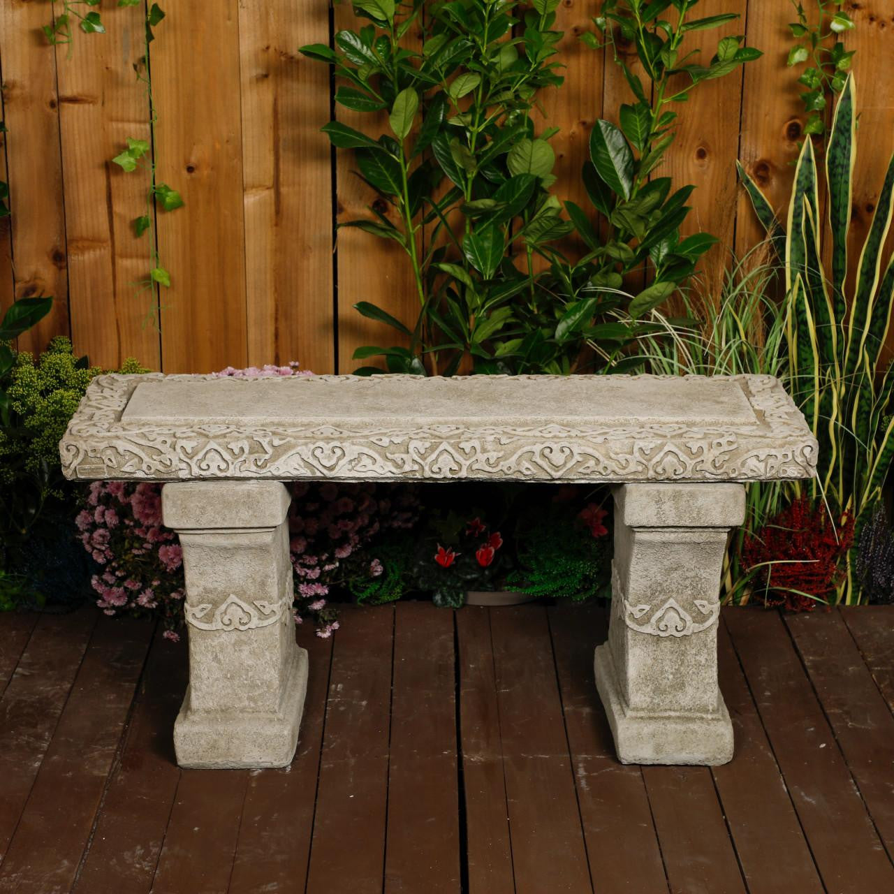 Stone Cast Garden Bench Seat Kazakh Design