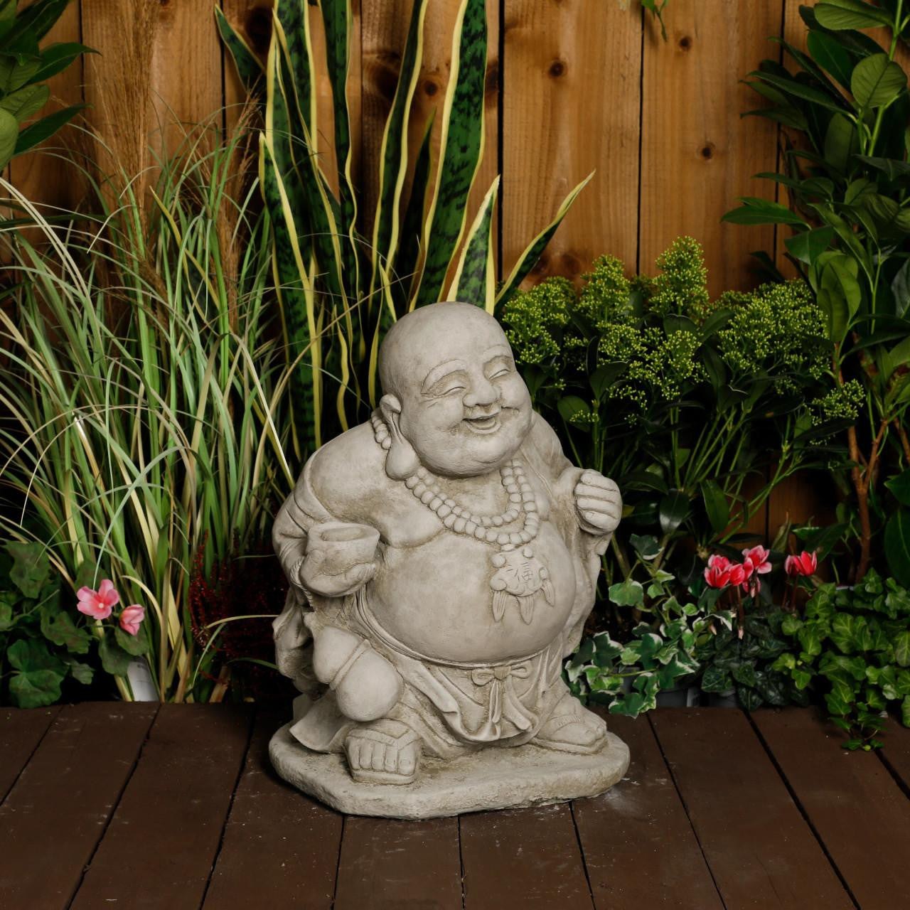 Stone Cast Happy Buddha Ornament