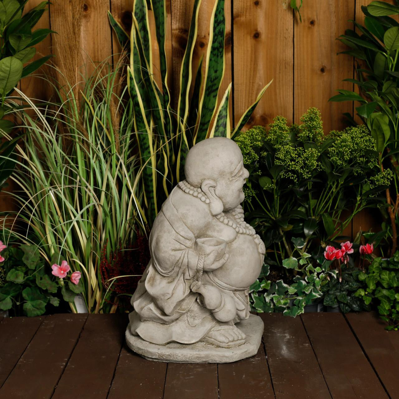 Stone Cast Happy Buddha Ornament