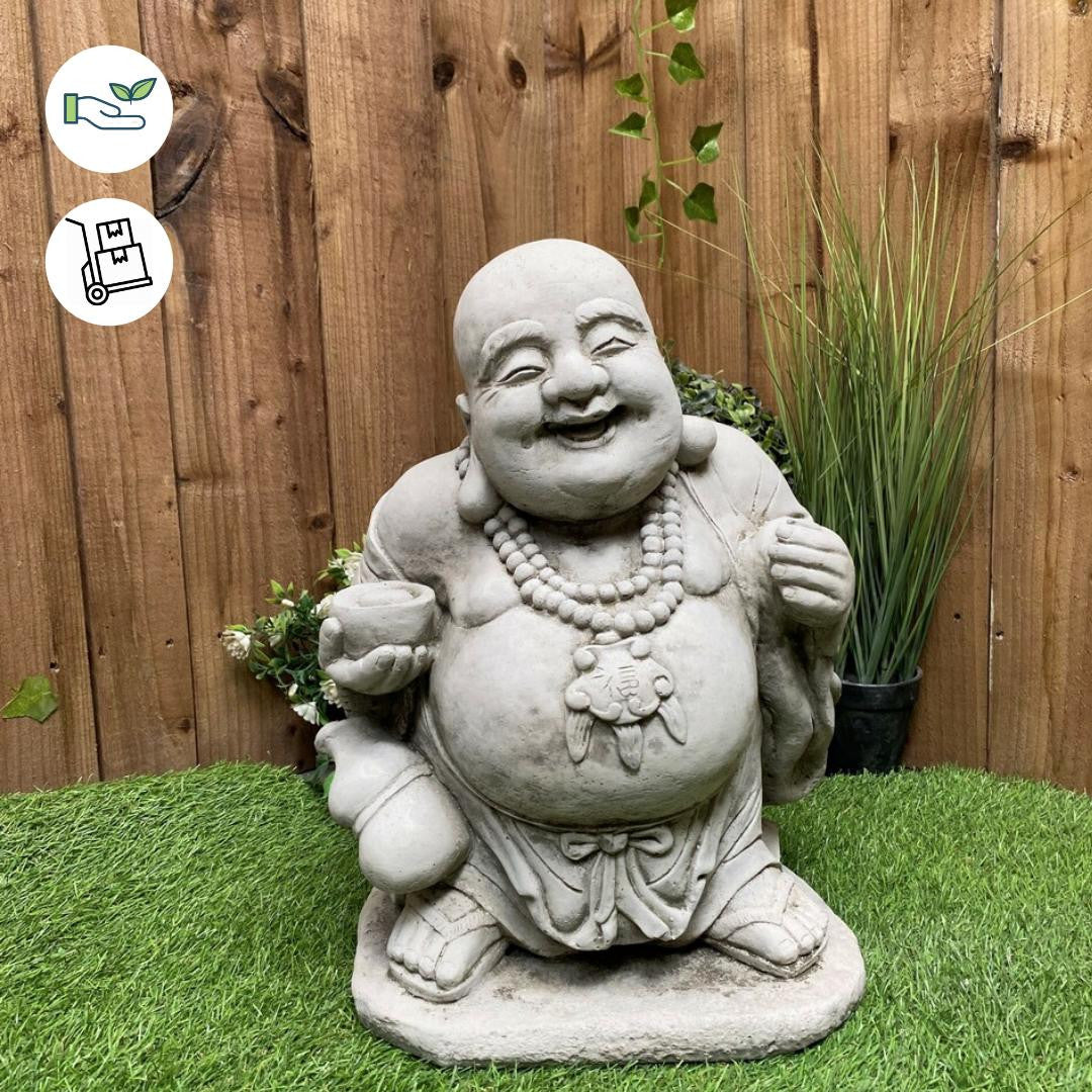 Stone Cast Happy Buddha Ornament