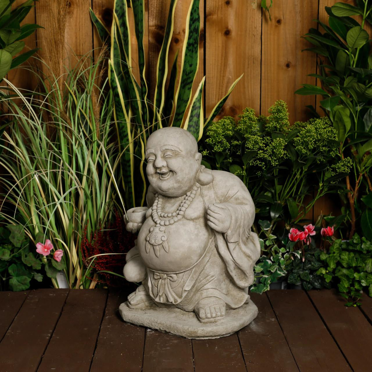 Stone Cast Happy Buddha Ornament