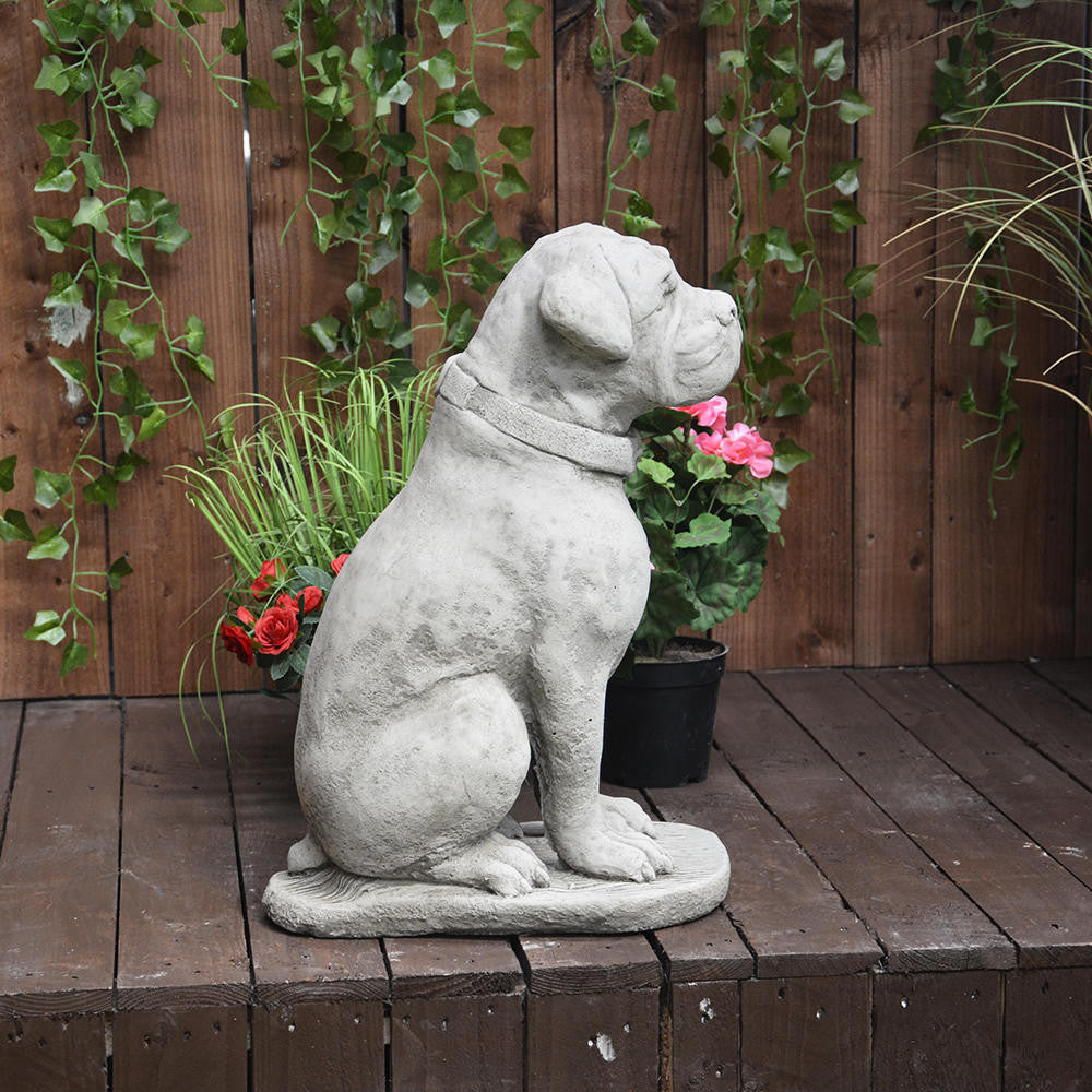 Stone Cast Large Boxer Dog Garden Ornament