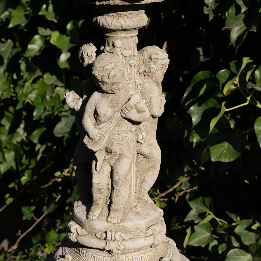 Stone Cast Musical Cherub Fountain Garden Sculpture