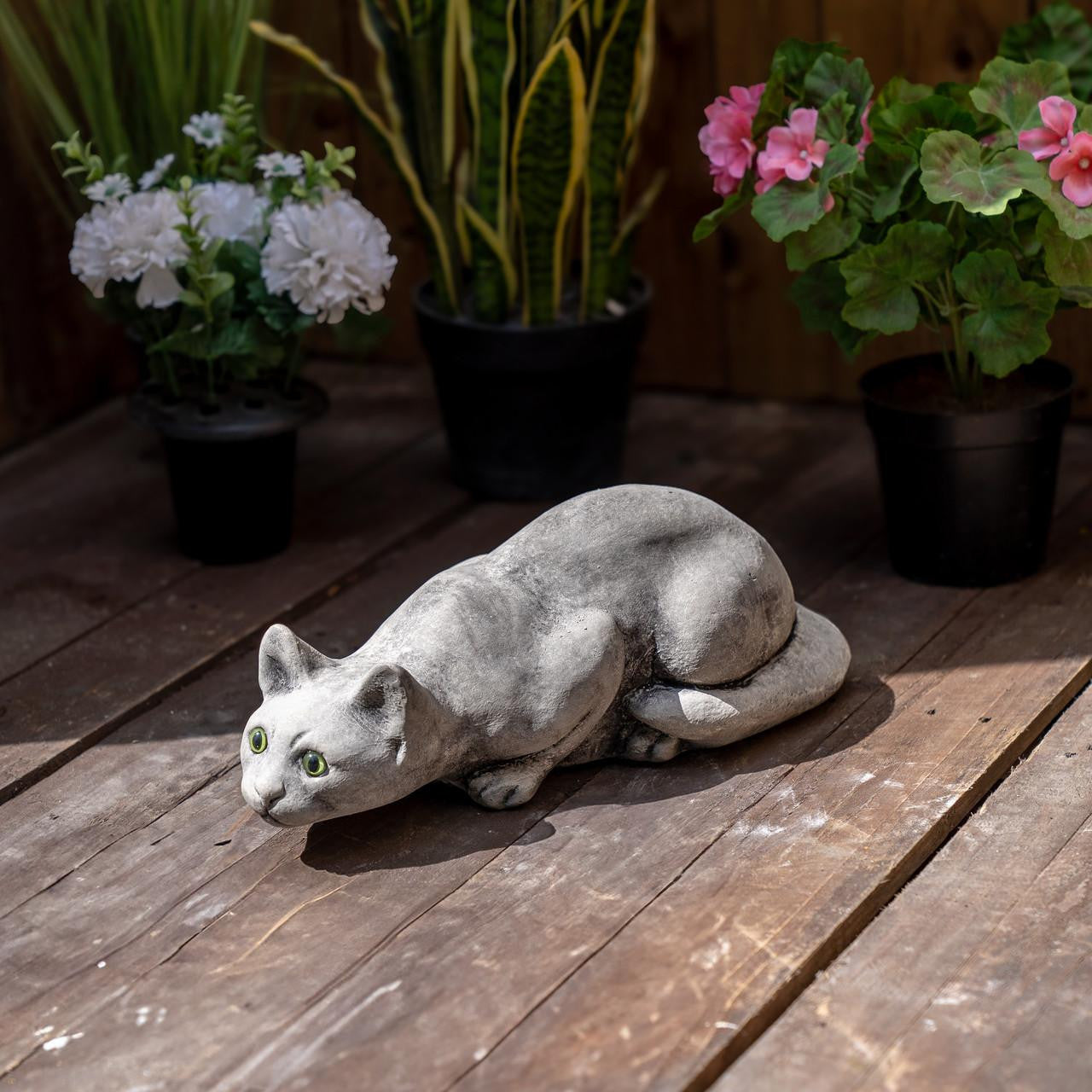 Stone Cast Prowling Cat Sculpture