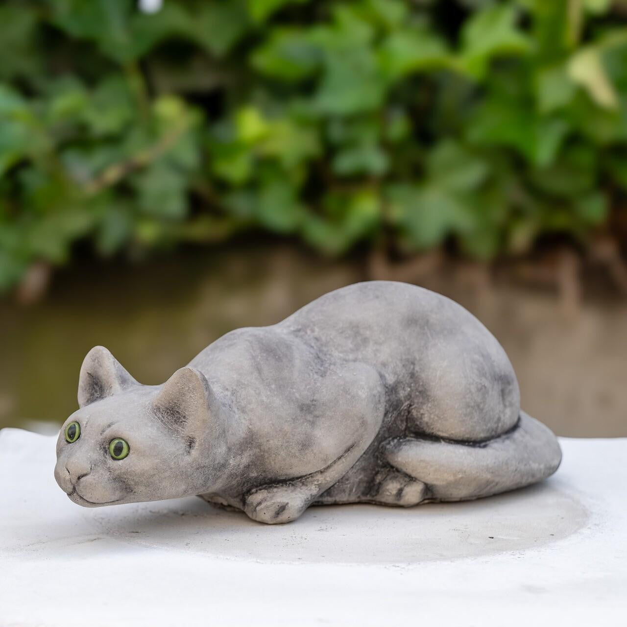 Stone Cast Prowling Cat Sculpture