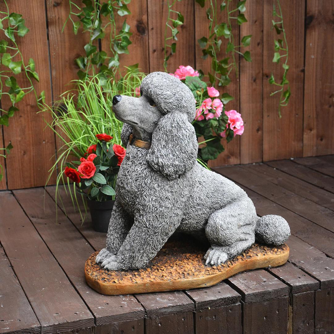 Stone Cast Sitting Poodle Statue