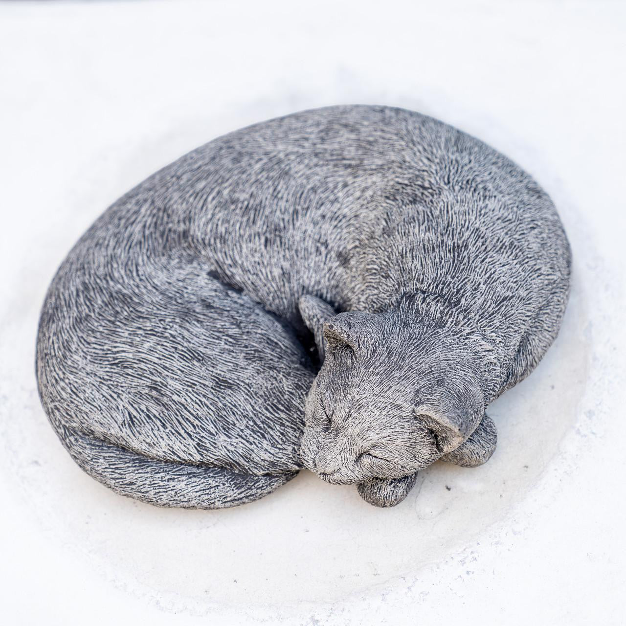 Stone Cast Sleeping Cat Ornament