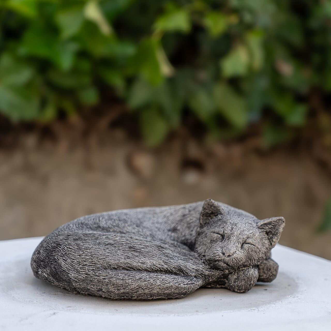 Stone Cast Sleeping Cat Ornament