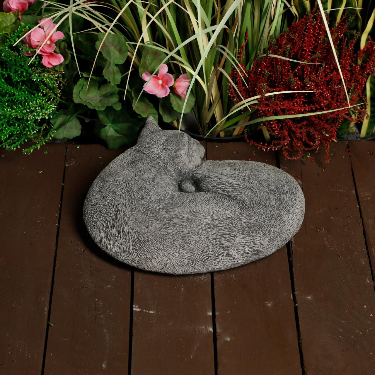 Stone Cast Sleeping Cat Ornament
