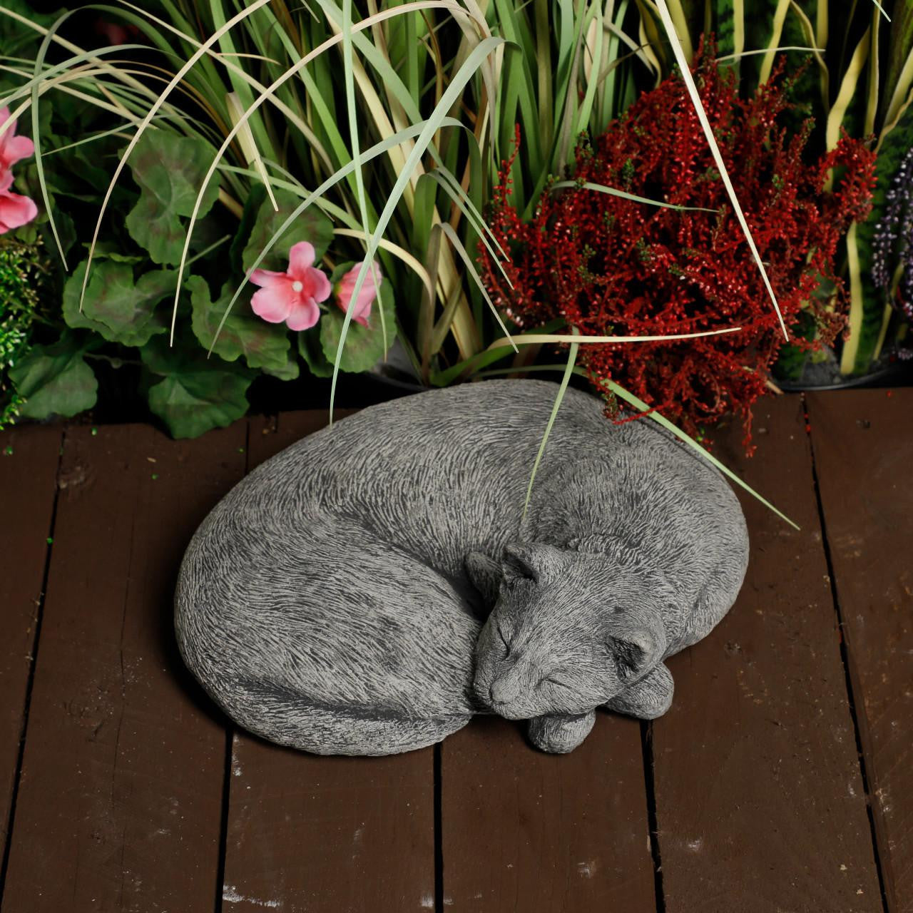 Stone Cast Sleeping Cat Ornament