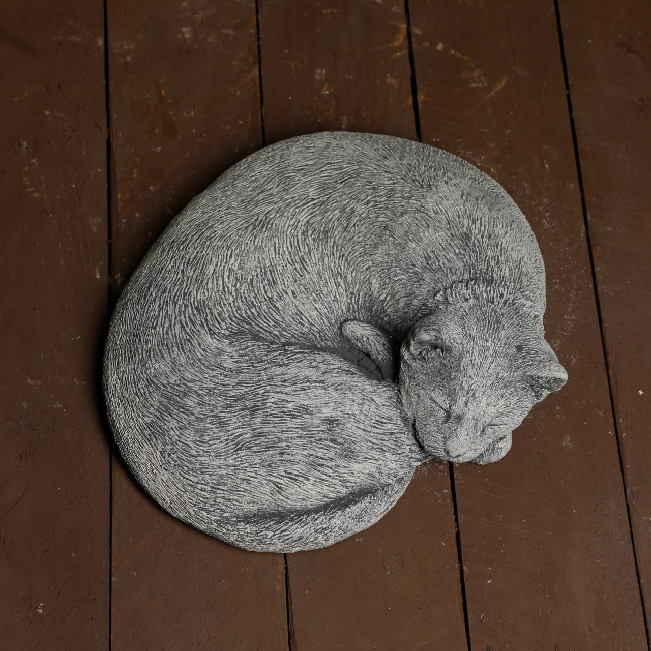Stone Cast Sleeping Cat Ornament