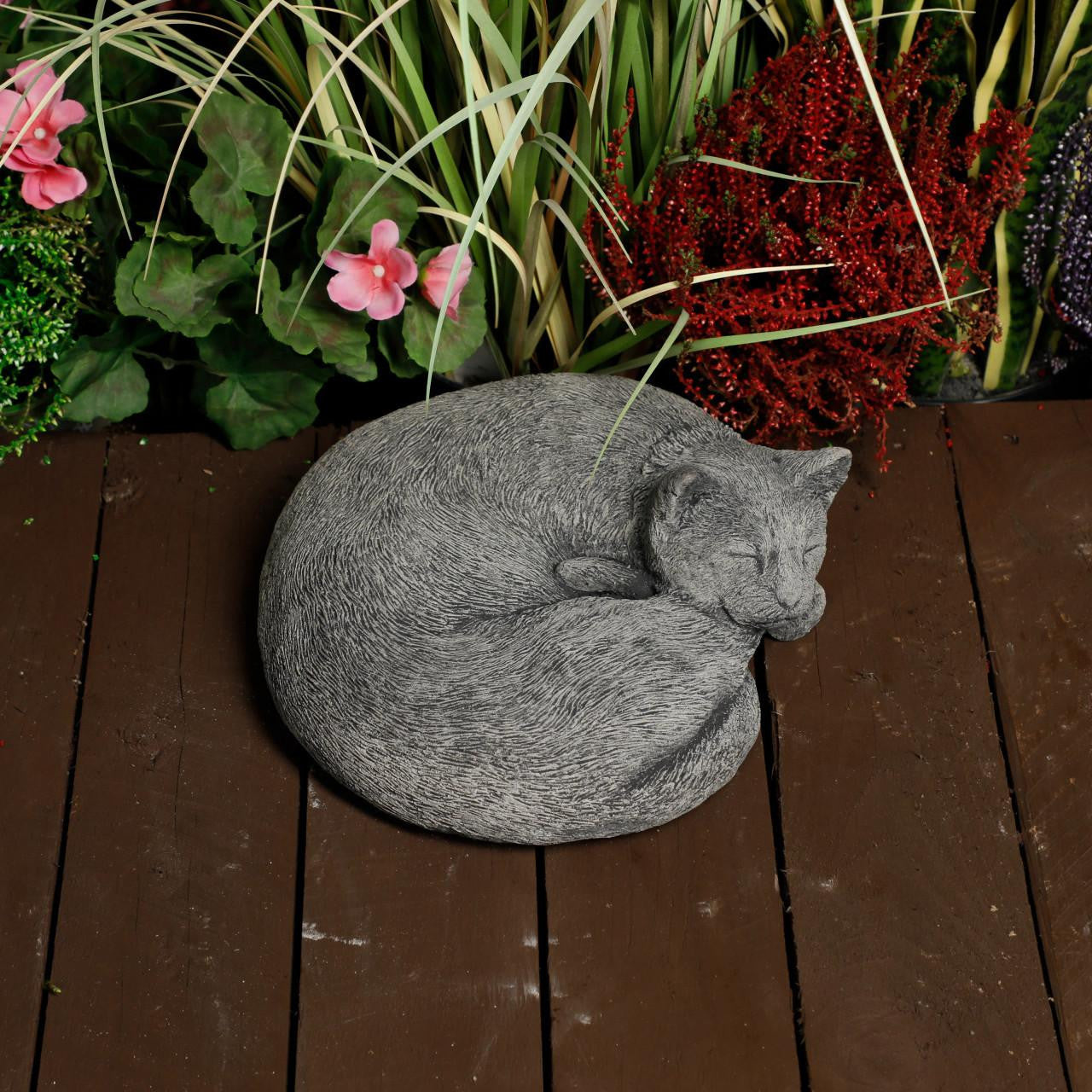 Stone Cast Sleeping Cat Ornament