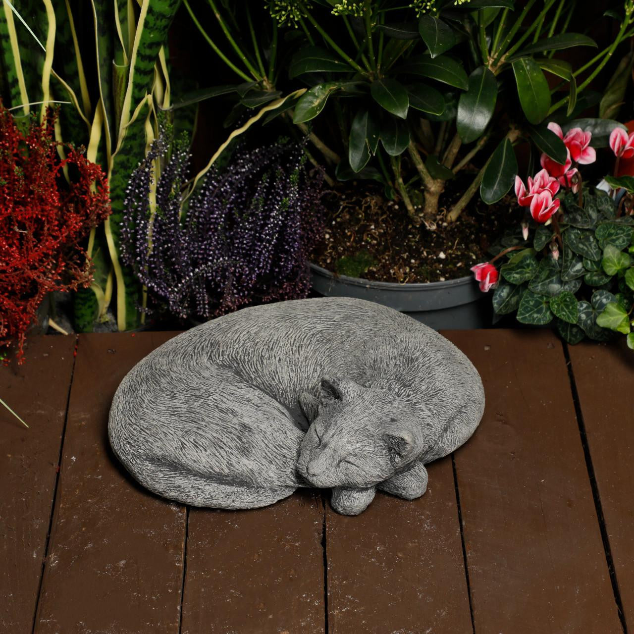 Stone Cast Sleeping Cat Ornament