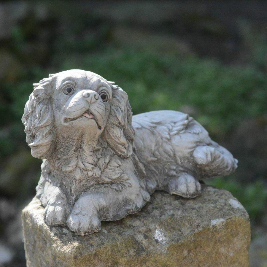 Stone Cast Small Laying King Charles Spaniel Ornament