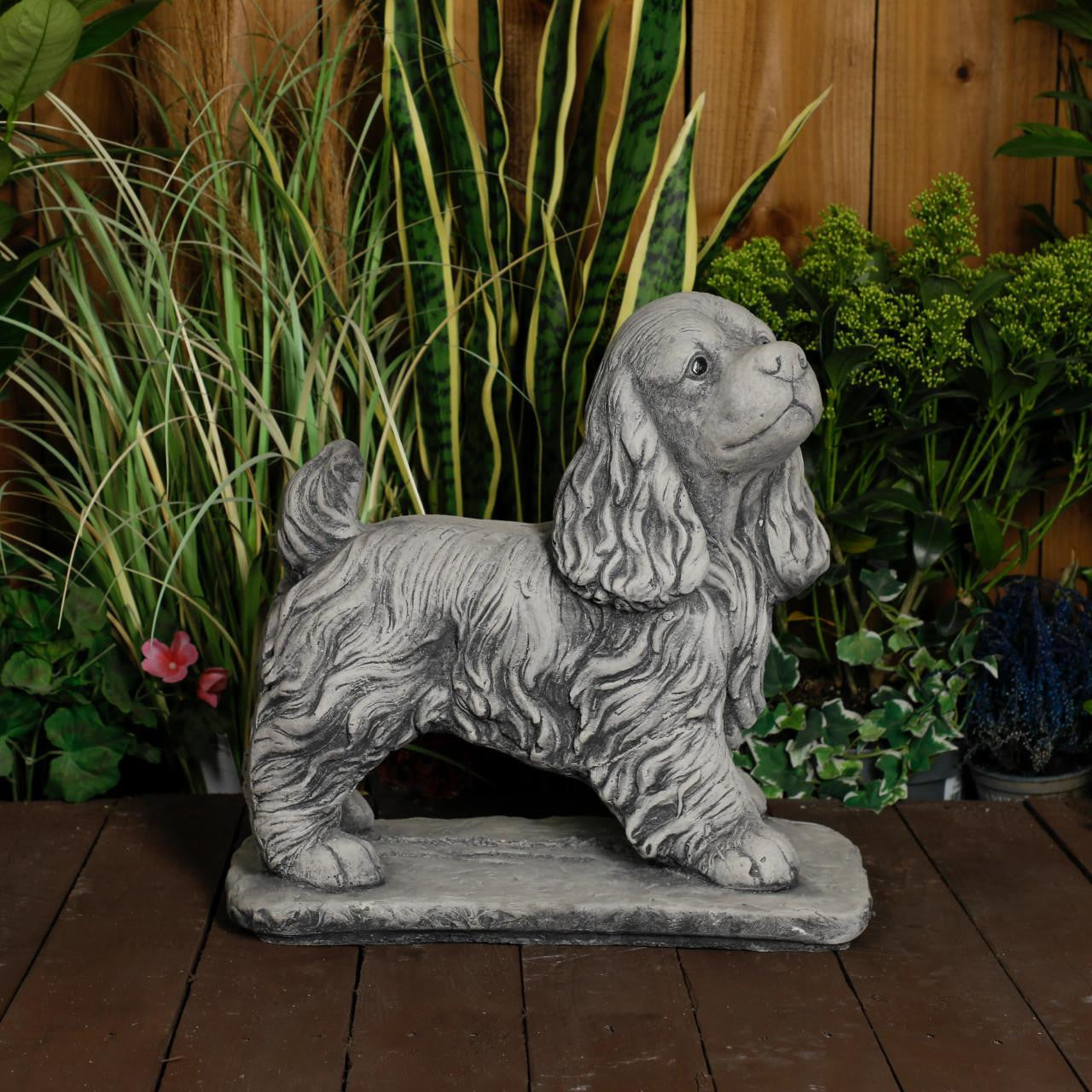 Stone Cast Standing Cocker Spaniel Garden Ornament