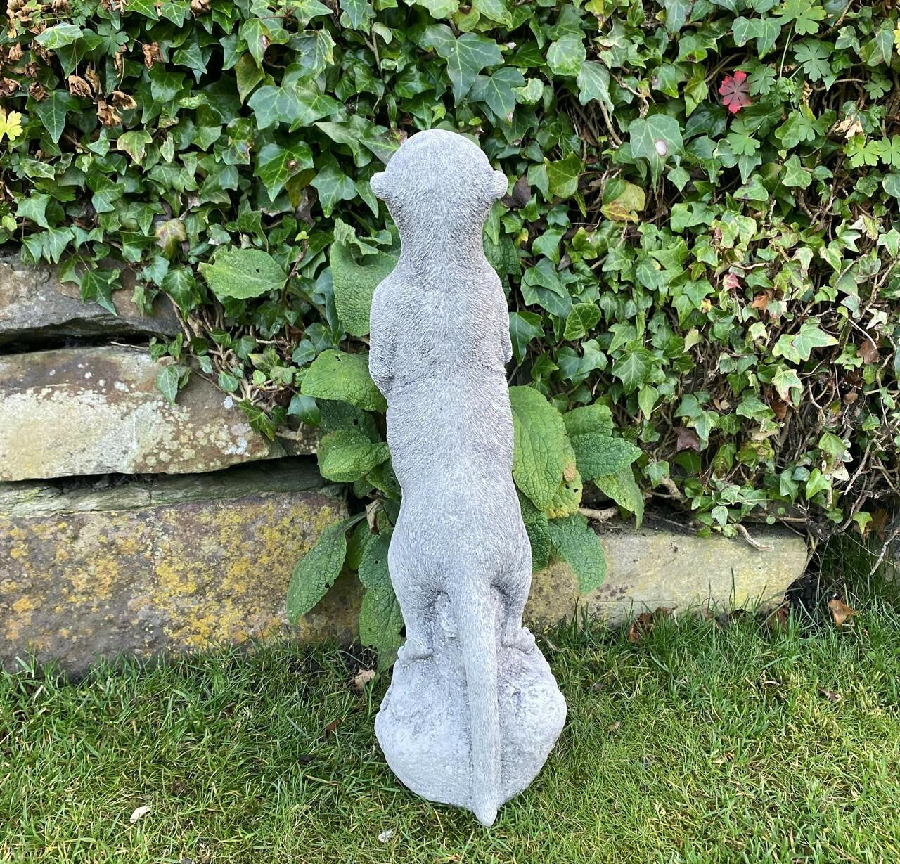 Stone Cast Standing Meerkat Garden Ornament