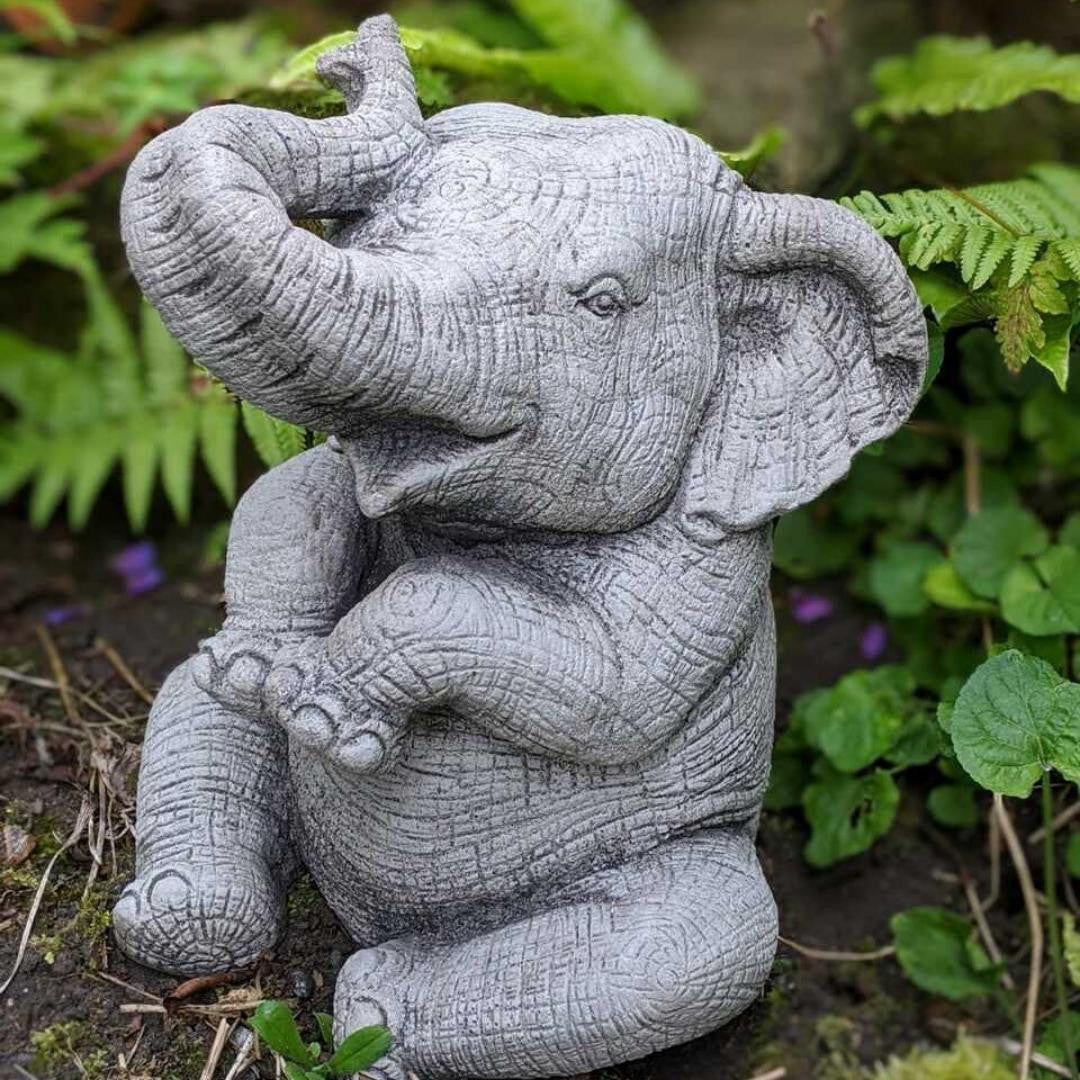 Stunning Trunk-Up Large Elephant Garden Ornament