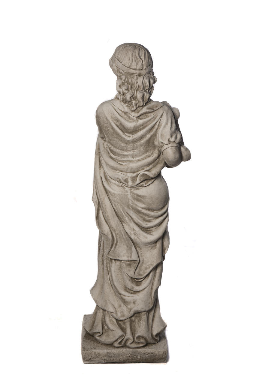 Tall Stone Cast Ladys Statue with Harp