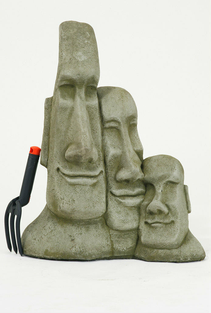 Three Large Easter Island Head Statues - Value Set