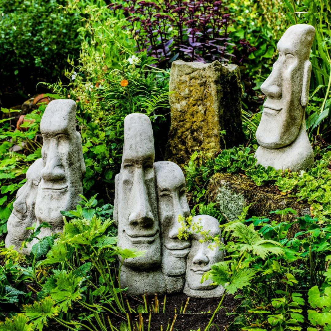 Three Large Easter Island Head Statues - Value Set