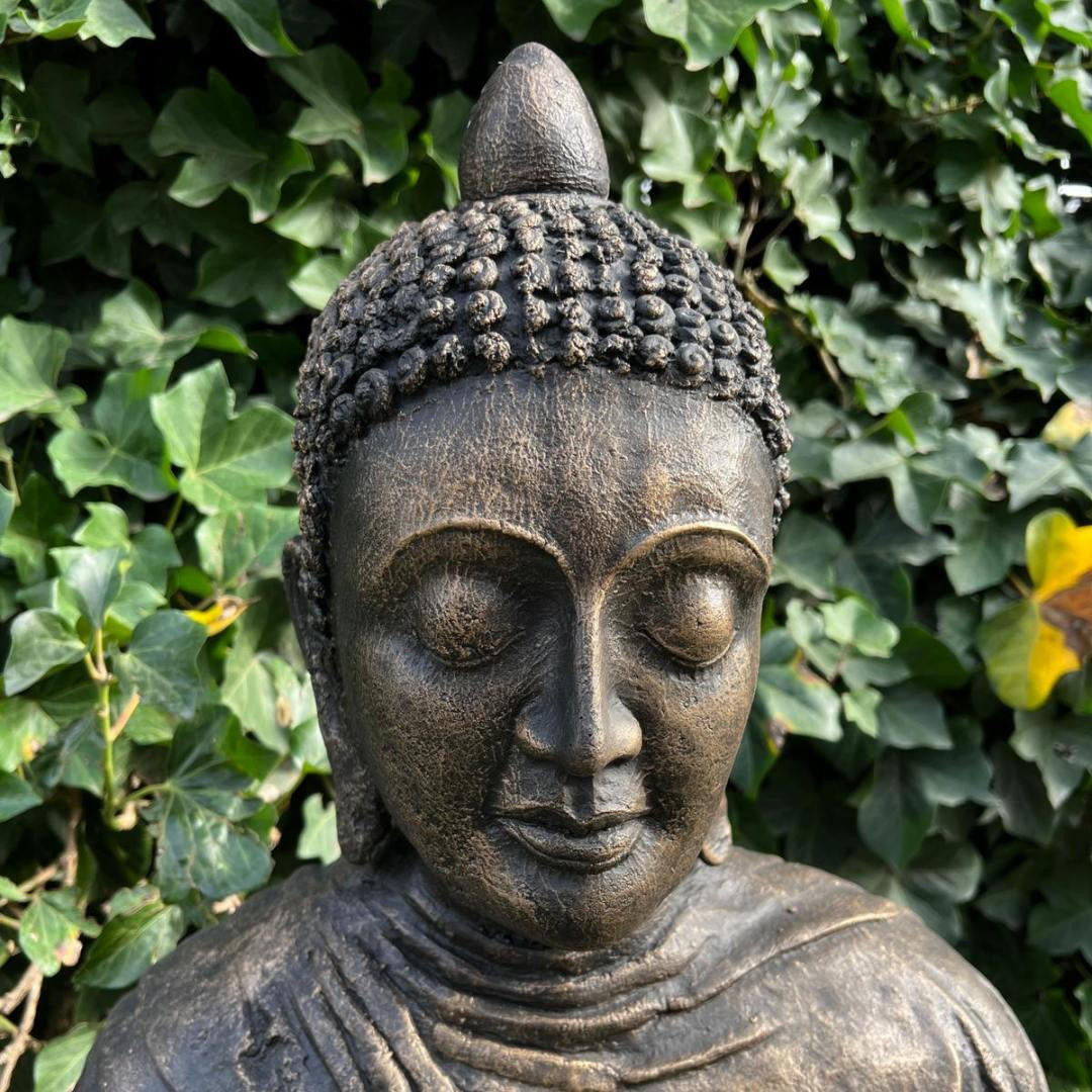 Timeless Zen Large Antique Bronze Meditating Buddha Garden Ornament