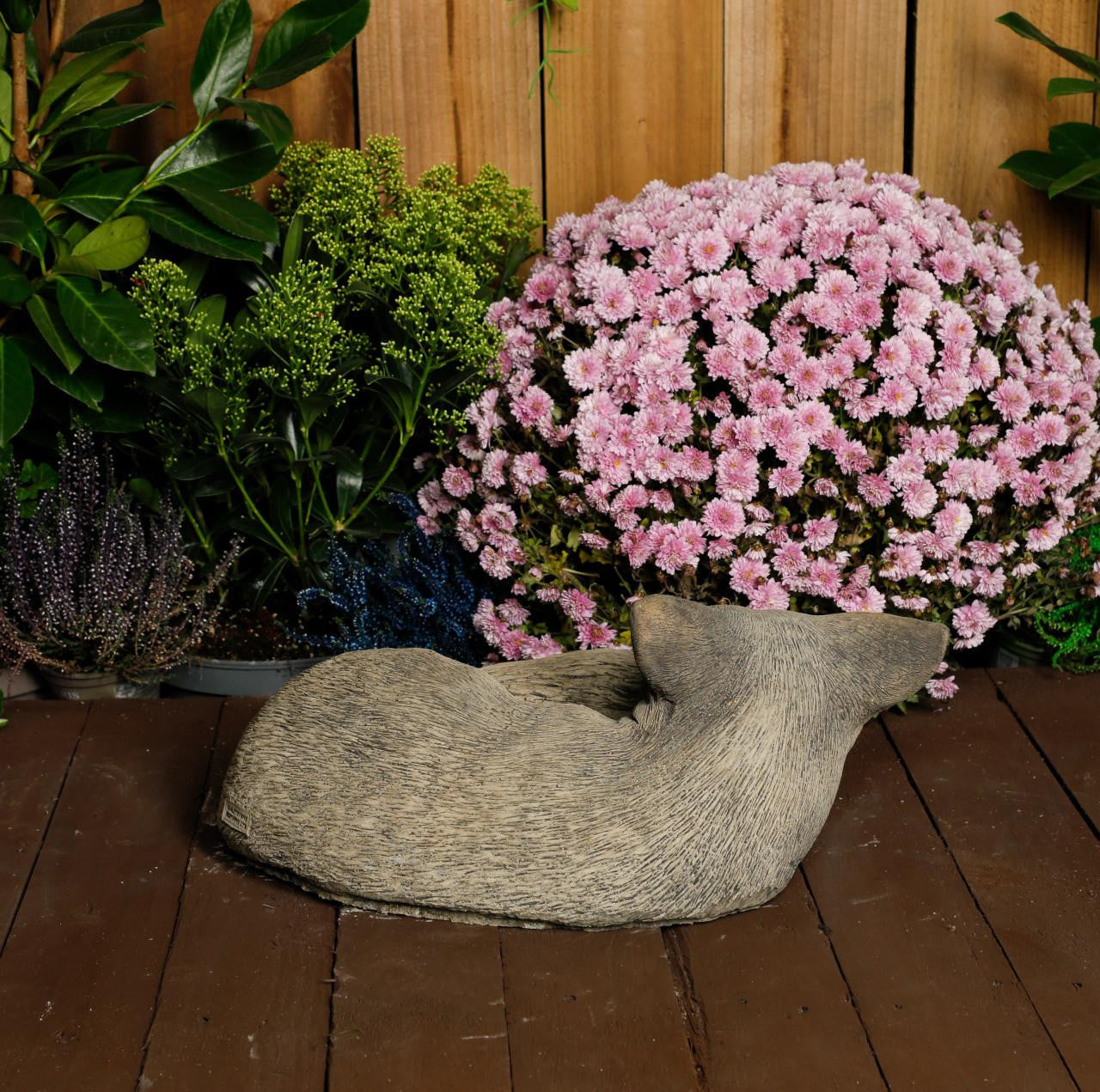 Tranquil Large Cast Stone Sleeping Fox Garden Statue Garden Sculpture Ornament