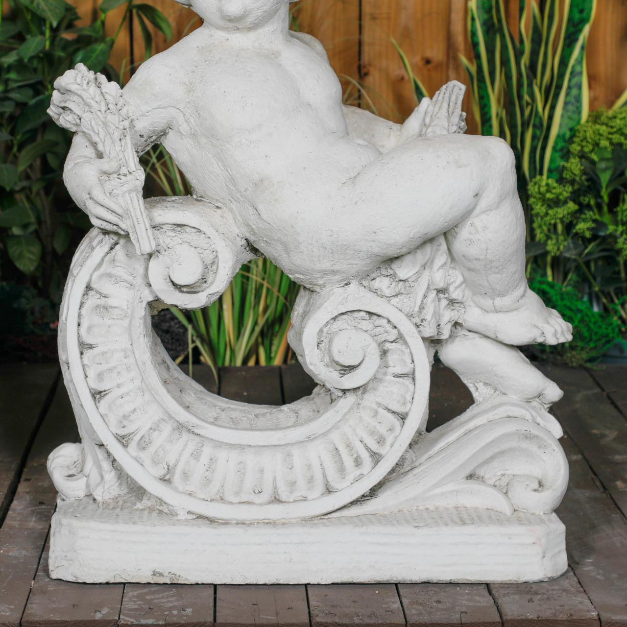 Very Large Pair of Cherub Statues with Fancy Columns