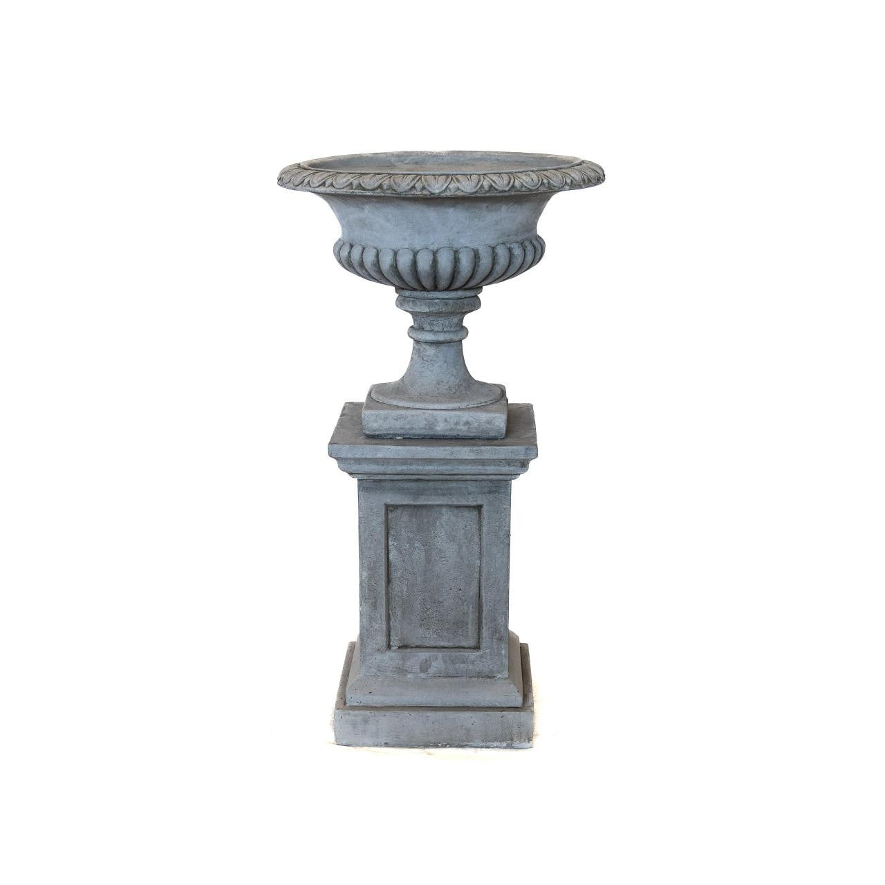Very Large Stone Cast Victorian Garden Urn and Plinth