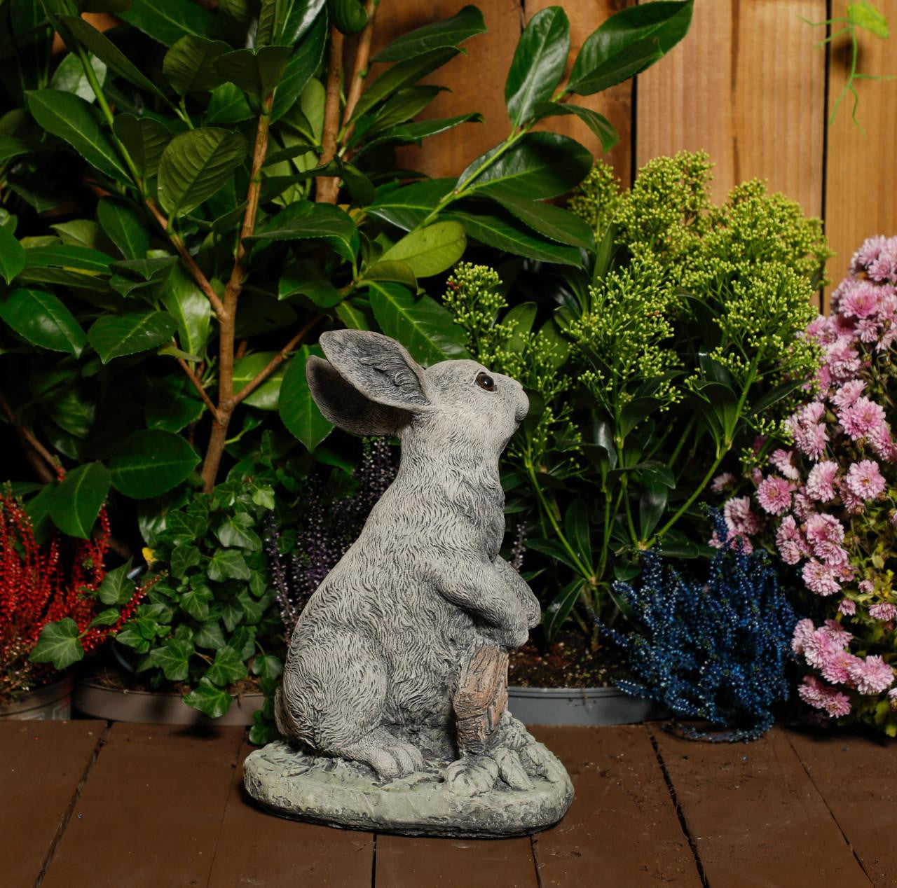 Welcome Bunny Stone Cast Statue Garden Ornament | Cute Rabbit Statue