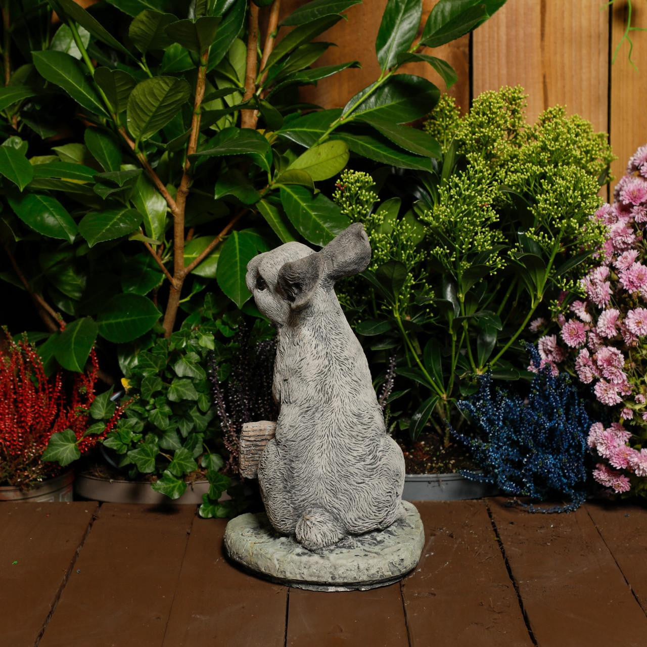 Welcome Bunny Stone Cast Statue Garden Ornament | Cute Rabbit Statue