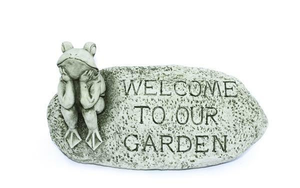 Welcoming Frog Stone Cast Garden Ornament