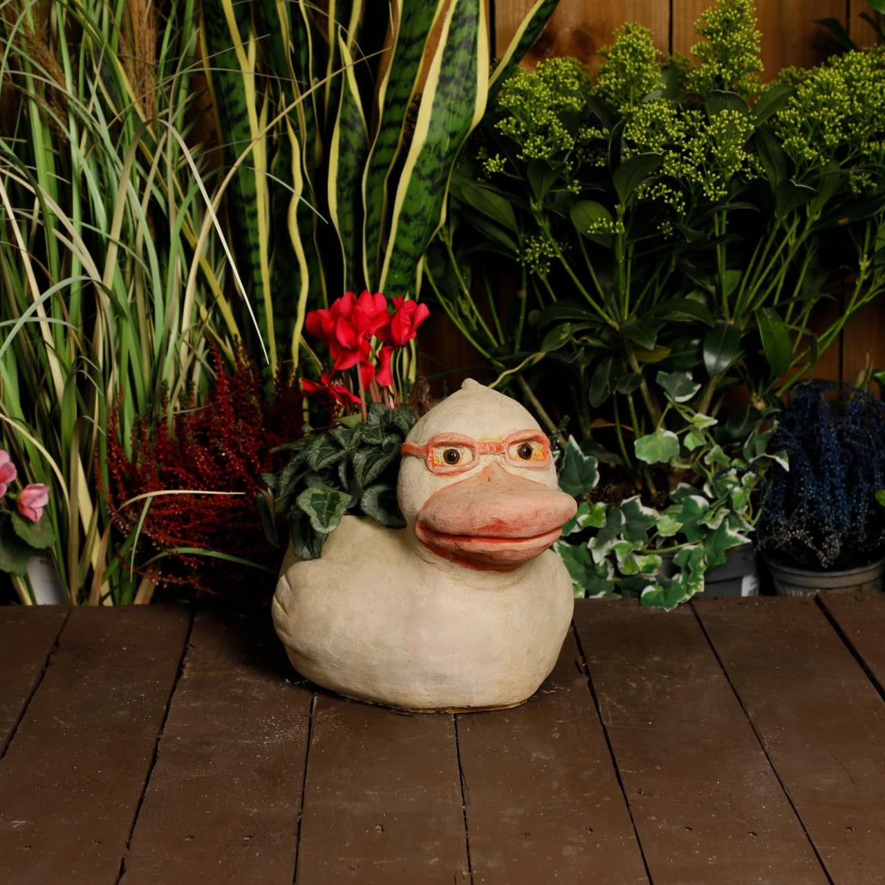Whimsical Stone Cast Rubber Duck Planter Pot