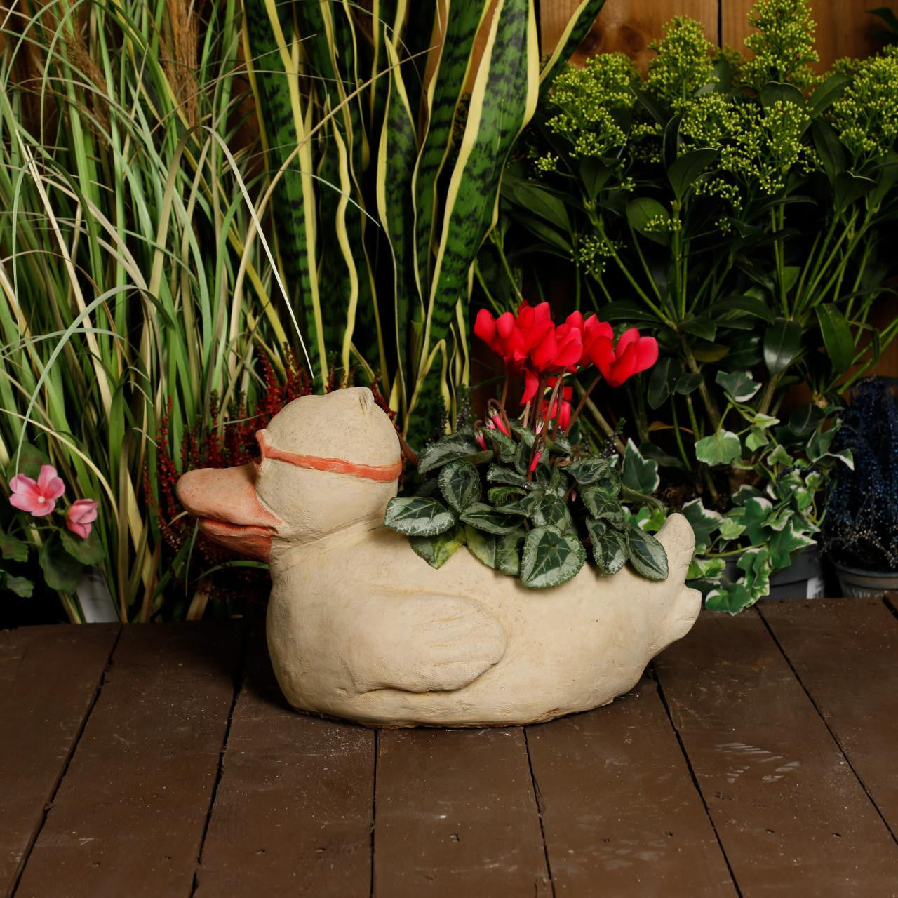 Whimsical Stone Cast Rubber Duck Planter Pot