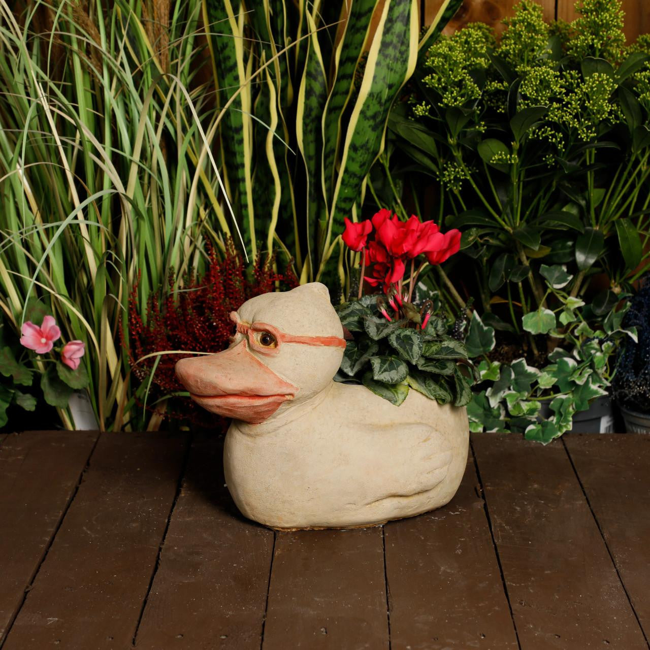 Whimsical Stone Cast Rubber Duck Planter Pot