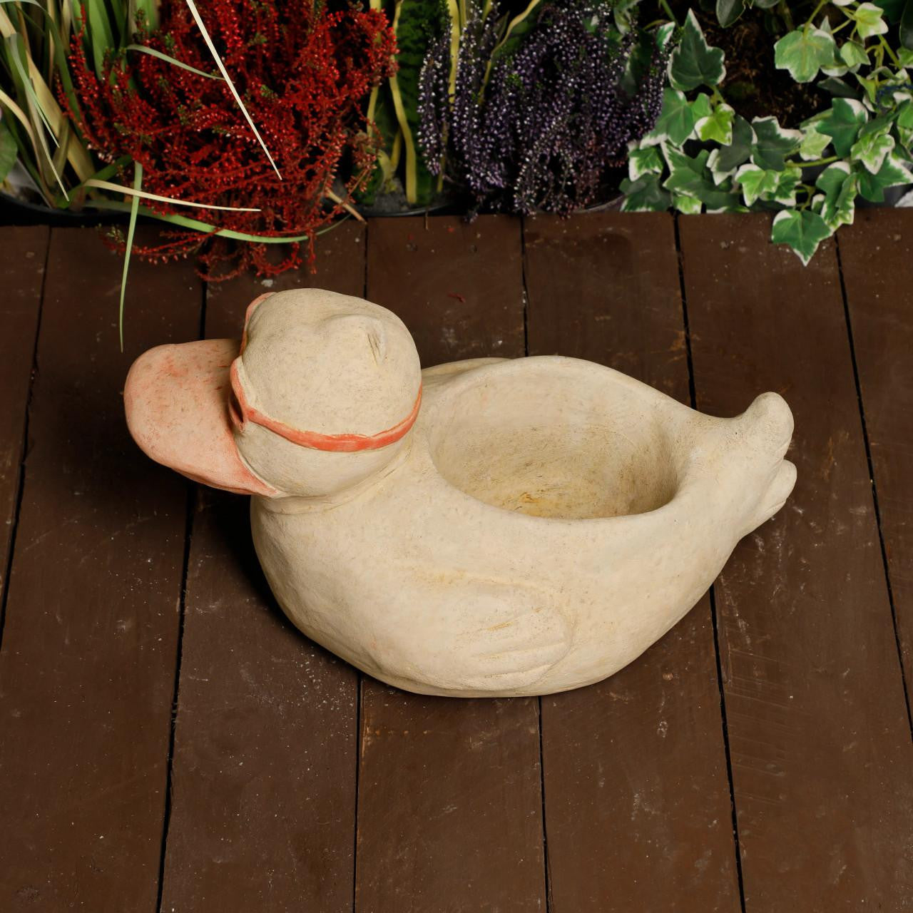 Whimsical Stone Cast Rubber Duck Planter Pot