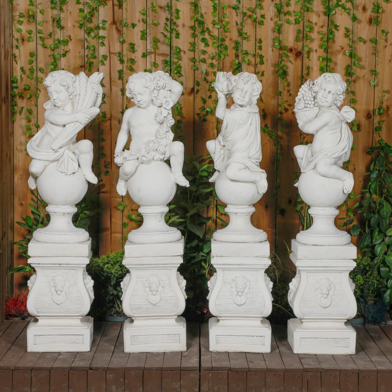 White Four Seasons Cherub Statues (Plinths not Included)