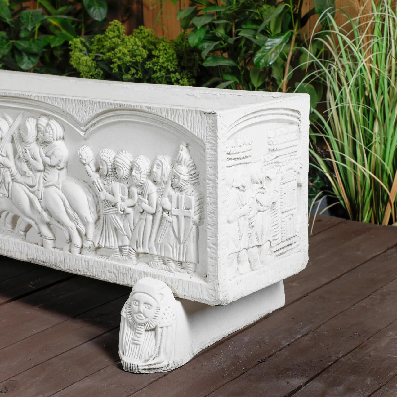 White Stone Cast Normandy Trough with Legs Garden Planter