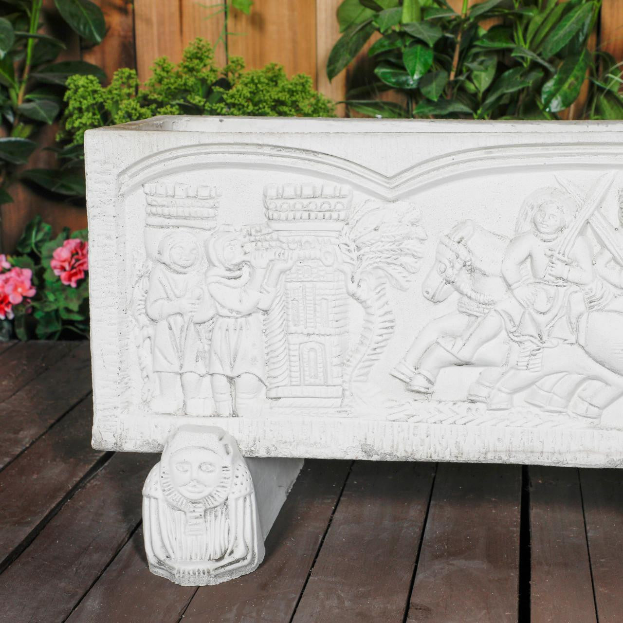 White Stone Cast Normandy Trough with Legs Garden Planter