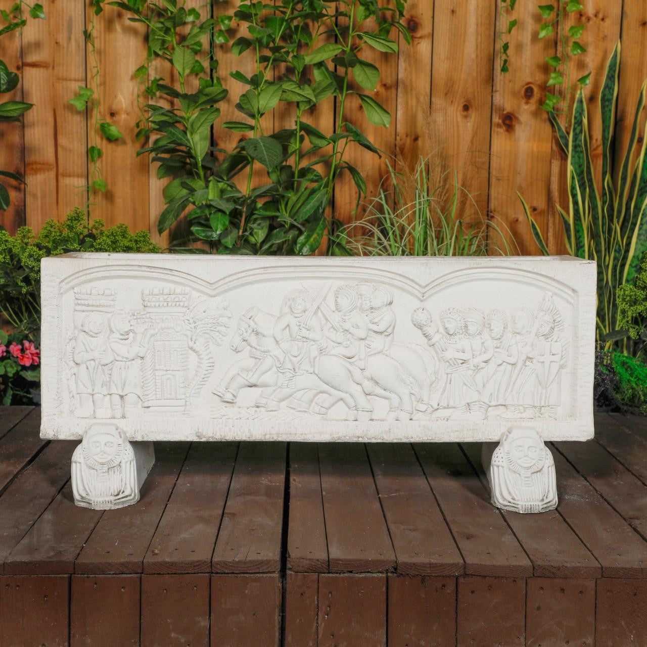 White Stone Cast Normandy Trough with Legs Garden Planter
