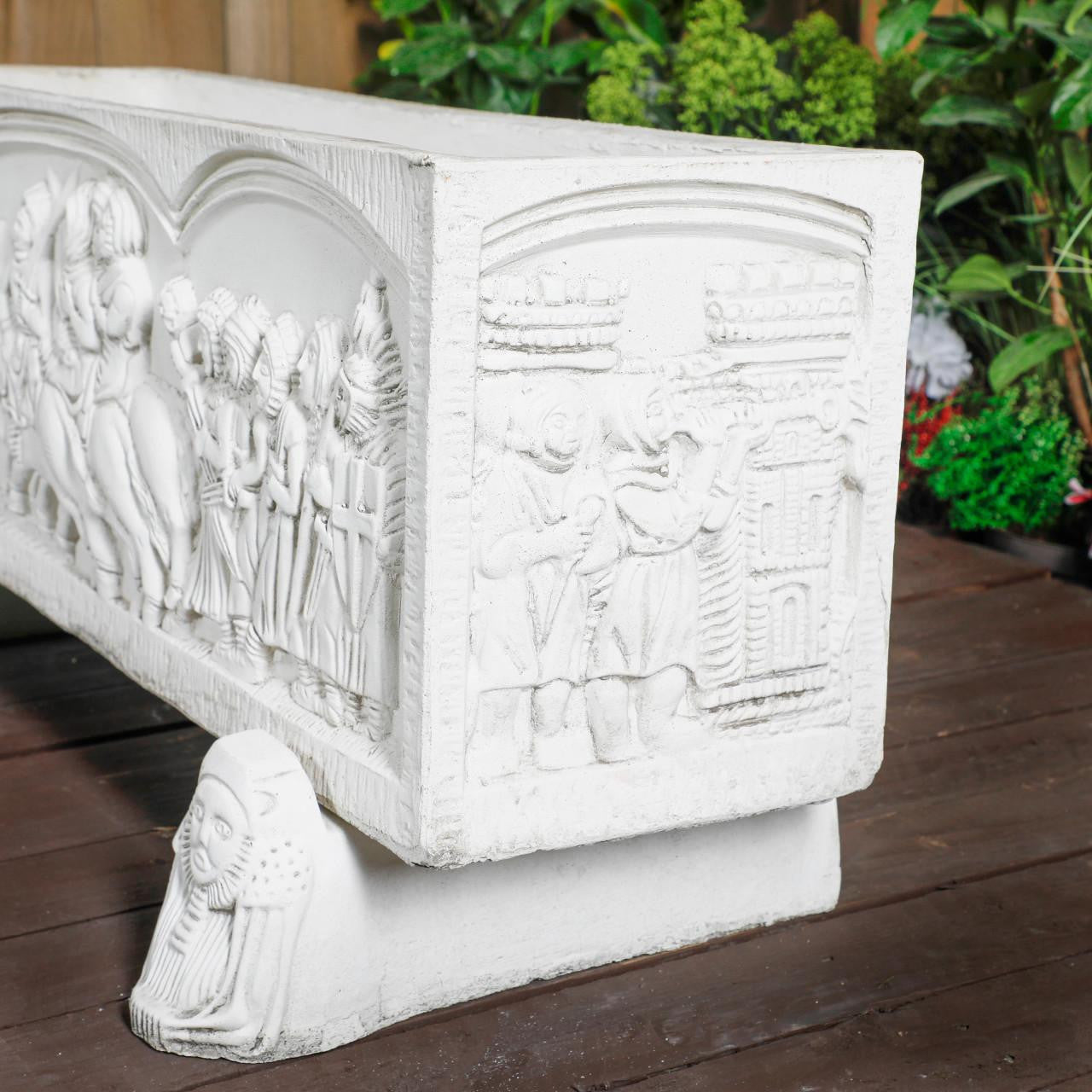 White Stone Cast Normandy Trough with Legs Garden Planter
