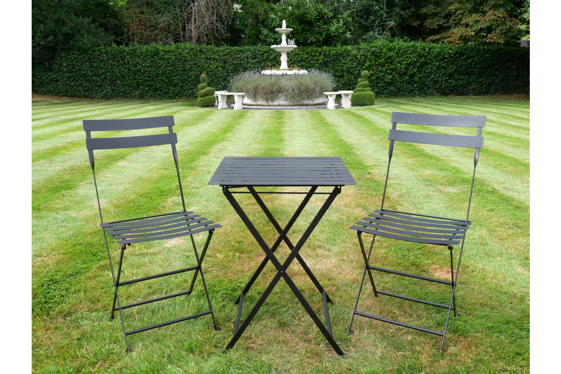 Black Metal Bistro Set – Outdoor Table & Chairs for Garden, Patio or Balcony