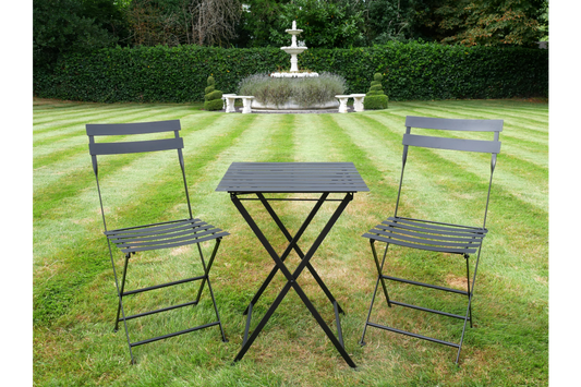 Black Metal Bistro Set – Outdoor Table & Chairs for Garden, Patio or Balcony