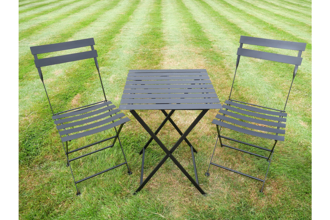 Black Metal Bistro Set – Outdoor Table & Chairs for Garden, Patio or Balcony