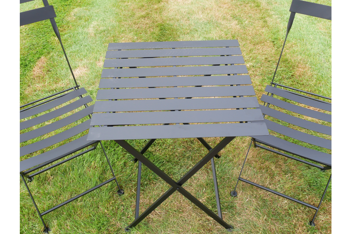 Black Metal Bistro Set – Outdoor Table & Chairs for Garden, Patio or Balcony
