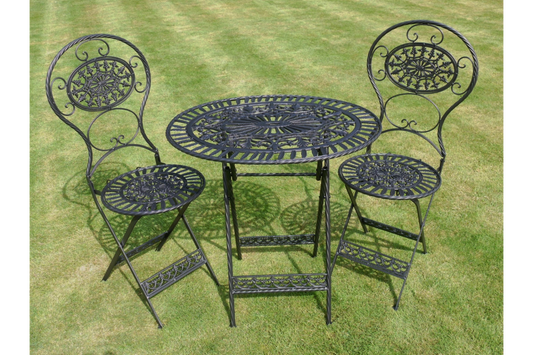 T42 Black Oval Metal Table and Chairs ( Bistro 2 seater Set)