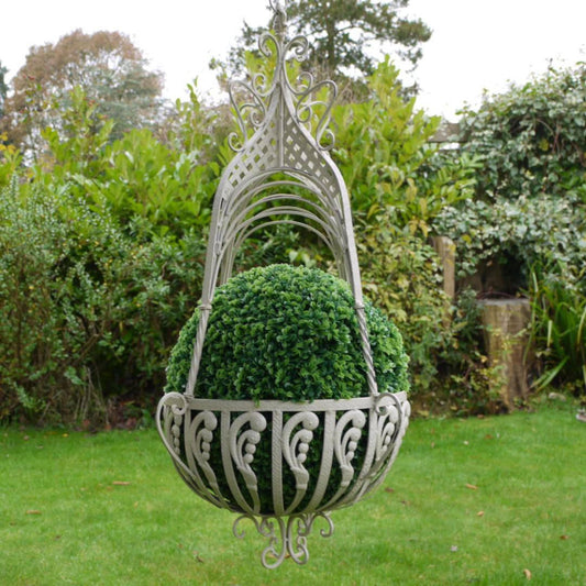 199 Large Cream Cast Iron Hanging Basket