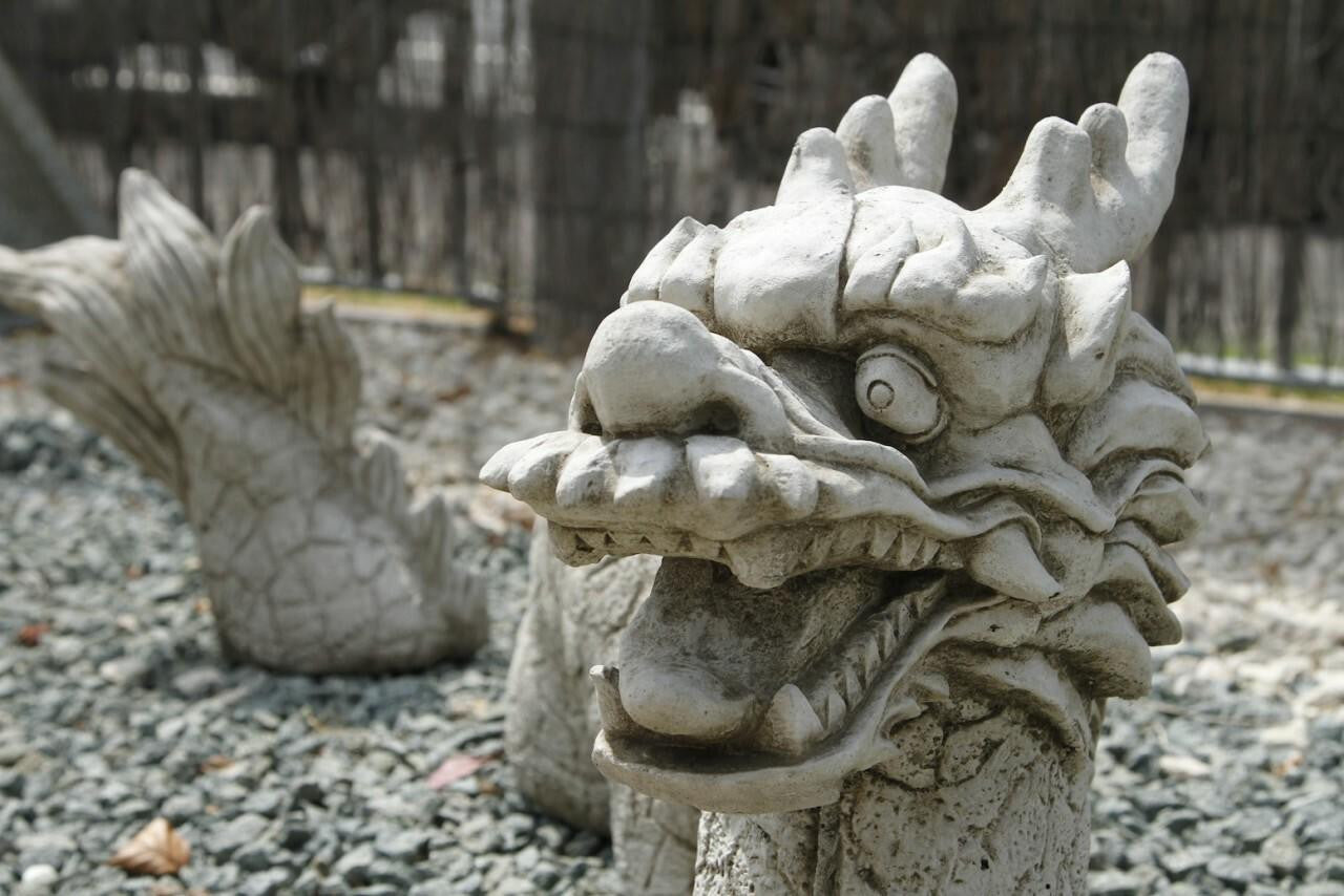 3 Piece Stone CastDragon Statue