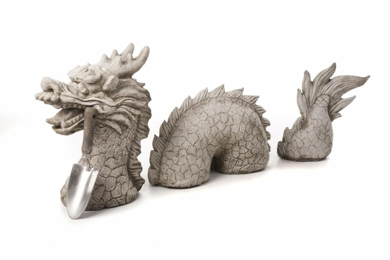 3 Piece Stone CastDragon Statue
