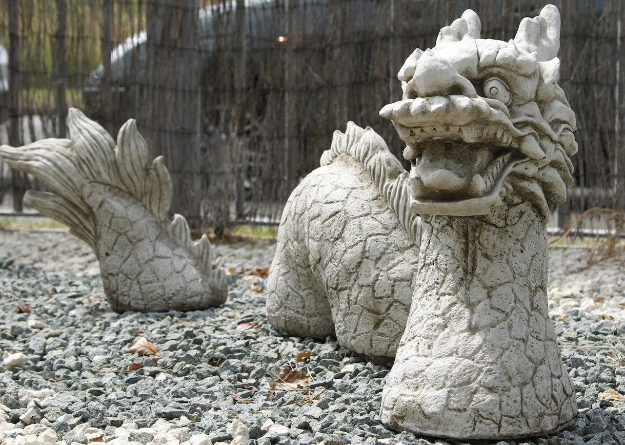 3 Piece Stone CastDragon Statue